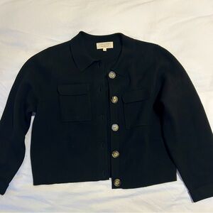 Sezane Betty Black Cardigan Sweater